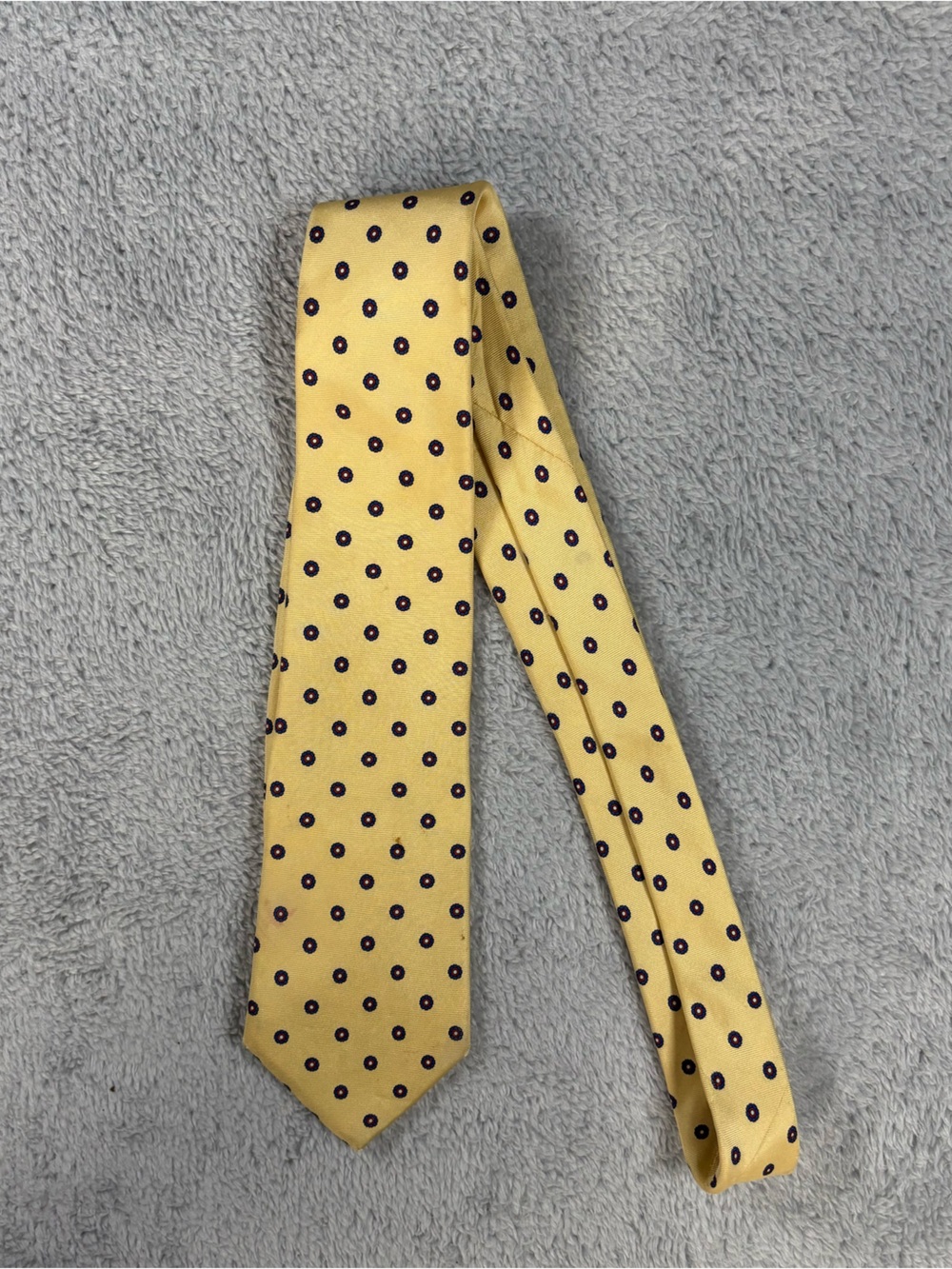 Neiman Marcus Yellow Tie with Black Polka Dots
